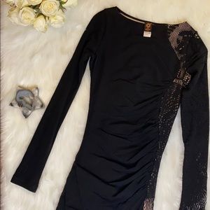 Jean-Paul Gaultier Black dress size M Beautiful Intricate Sleeve Body Con